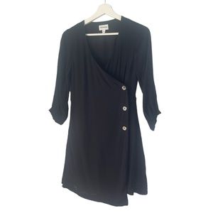 Frank & Oak Black Wrap Mini Dress Size Small Classic Cute LBD Classic